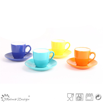 8oz Glasur bunte Keramik Tasse und Untertasse Spülmaschinenfest